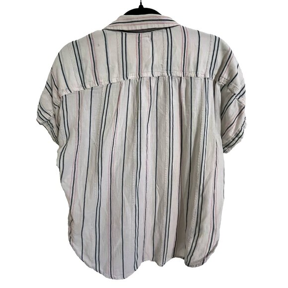 Aerie Oversized Short Sleeve Striped Button-Down - Picture 2 of 4